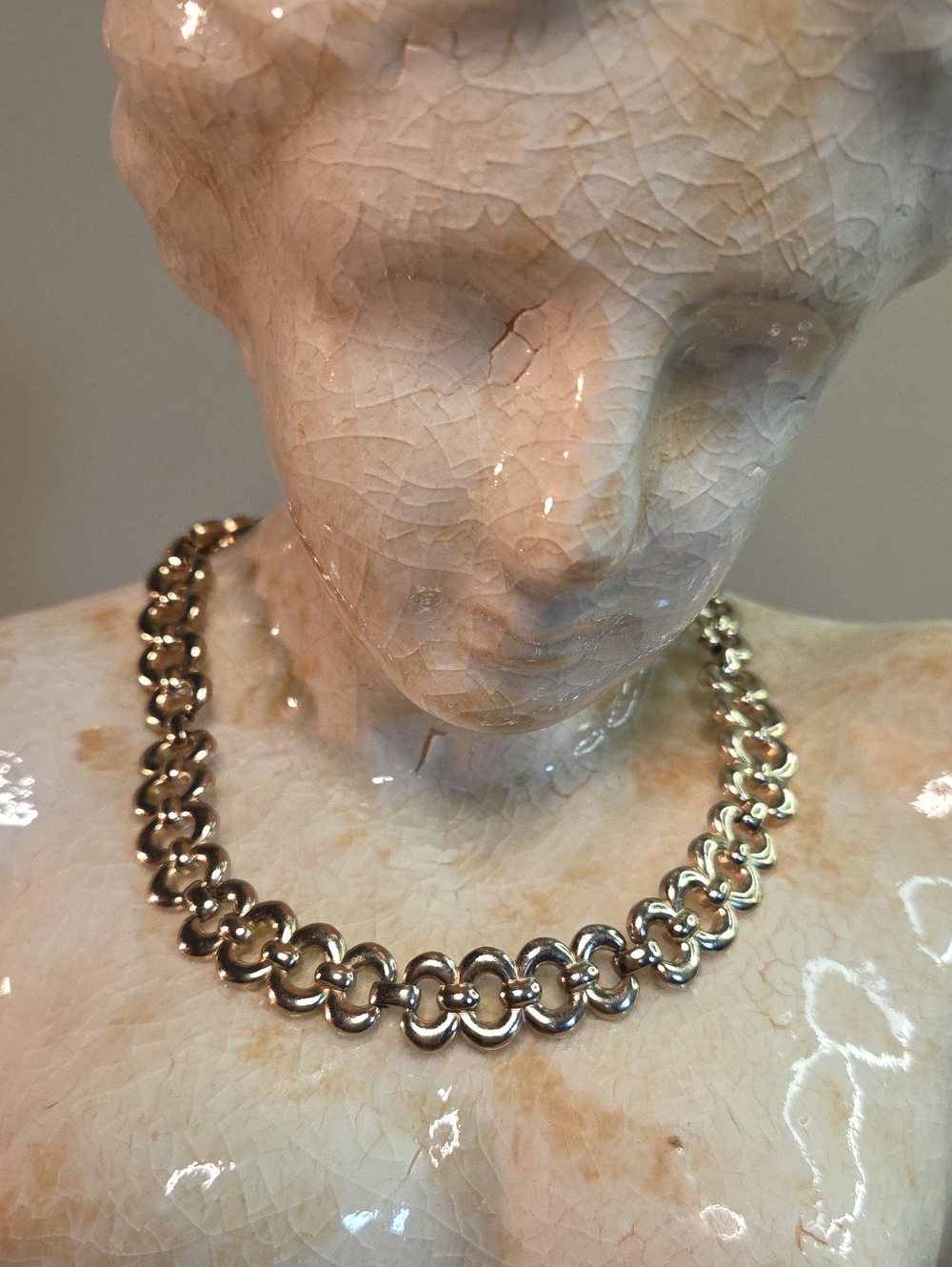 Vintage Monet Necklace Goldtone Choker 13.5"